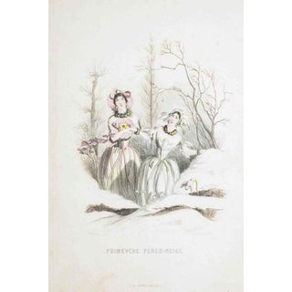 J. J. Grandville, Primrose Snowdrop, The Flowers\., 1847, Lithograph For Sale