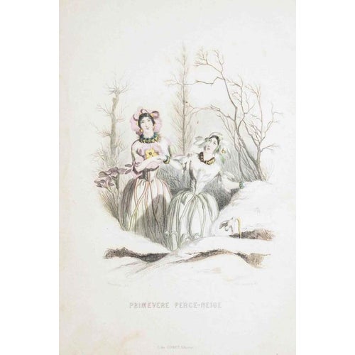 J. J. Grandville, Primrose Snowdrop, The Flowers\., 1847, Lithograph For Sale