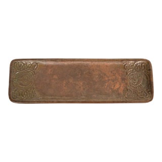 Tiffany Studios New York Zodiac Pattern Bronze Pen Tray For Sale