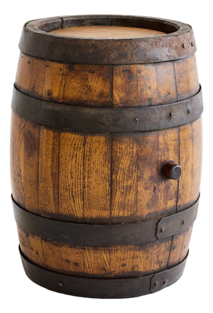 Italian Oak and Iron-Bound Coopered Barrel, 19th Century