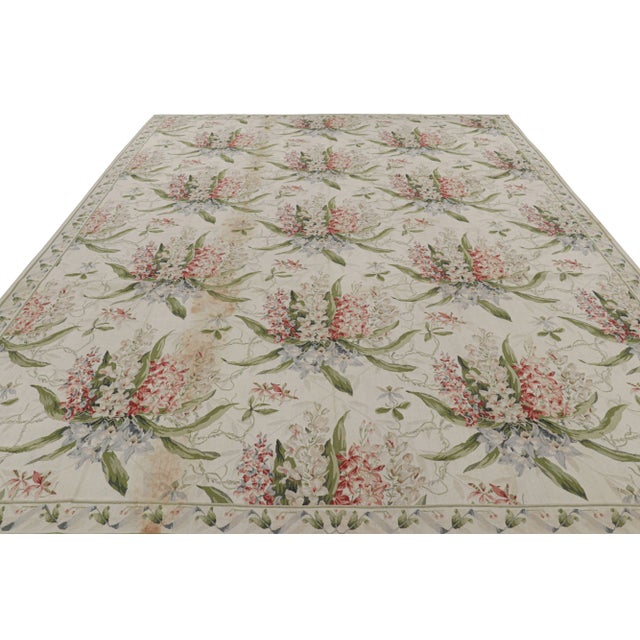 Rug & Kilim Rug & Kilim’s Tudor Style Rug in White and Cream With Floral Patterns For Sale - Image 4 of 7