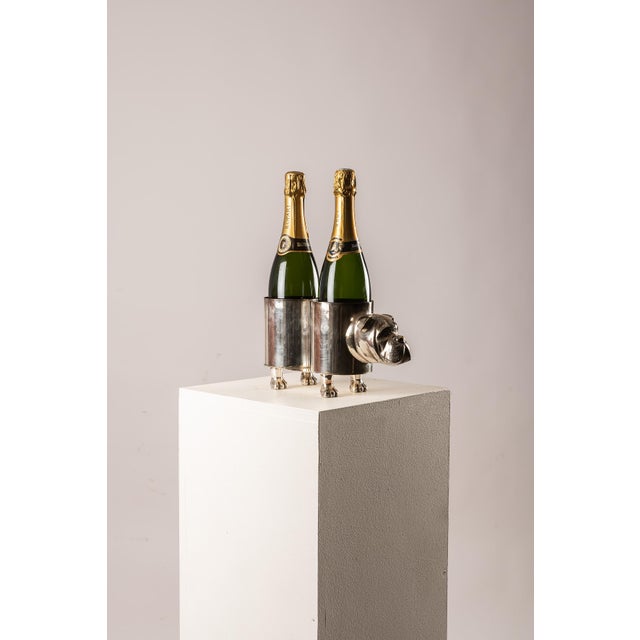 Silver Bulldog Bottle Holder in Polished Metal, 1970s For Sale - Image 8 of 14