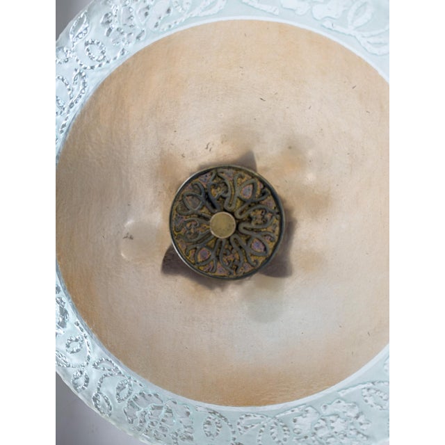 Swedish Modern Floral Glass Ceiling Plafond with Patinated Brass, Sweden, 1940s For Sale - Image 9 of 10