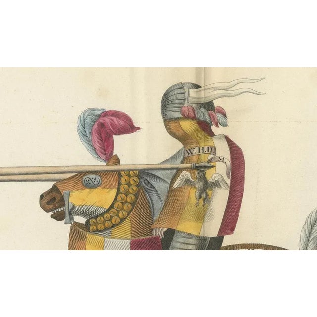 Heraldic Knights Charging in Contest, 1842, Paper For Sale - Image 3 of 8