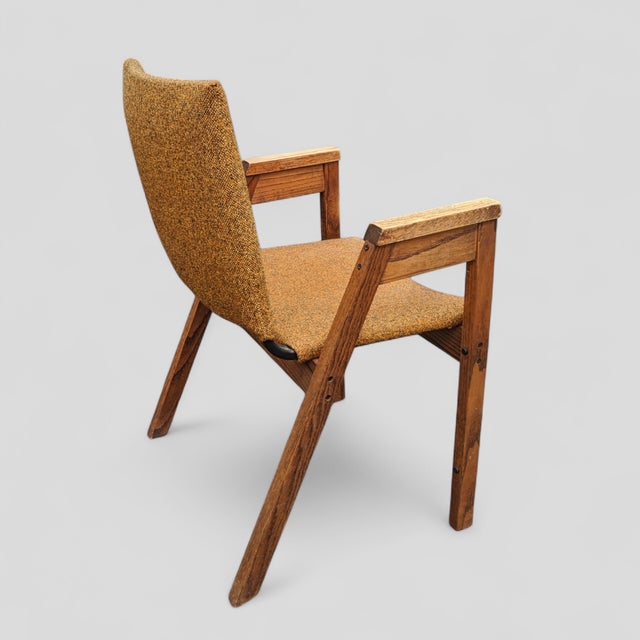 Mid-Century Modern Vintage Mid Century Modern Wooden Upholstered Arm Chair Desk Chair For Sale - Image 3 of 11