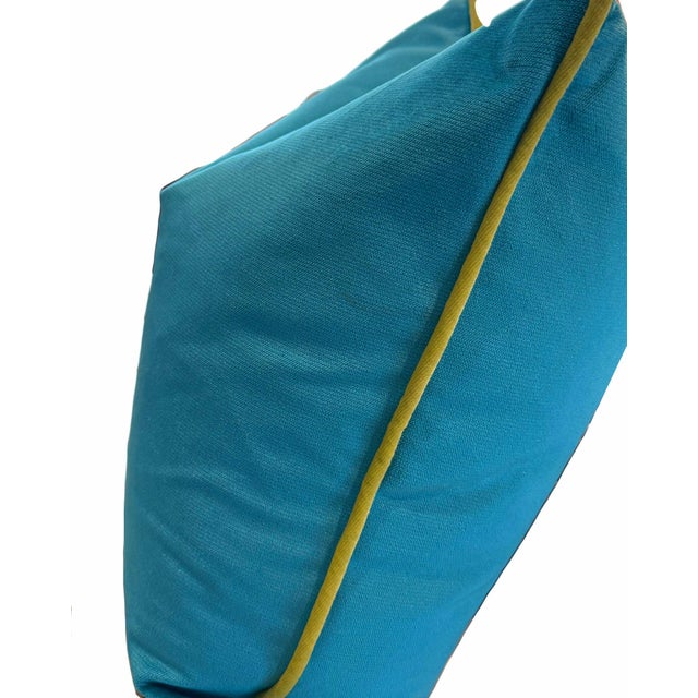 Transitional Turquoise With Chartreuse Sofa Pillows - A Pair For Sale - Image 3 of 4