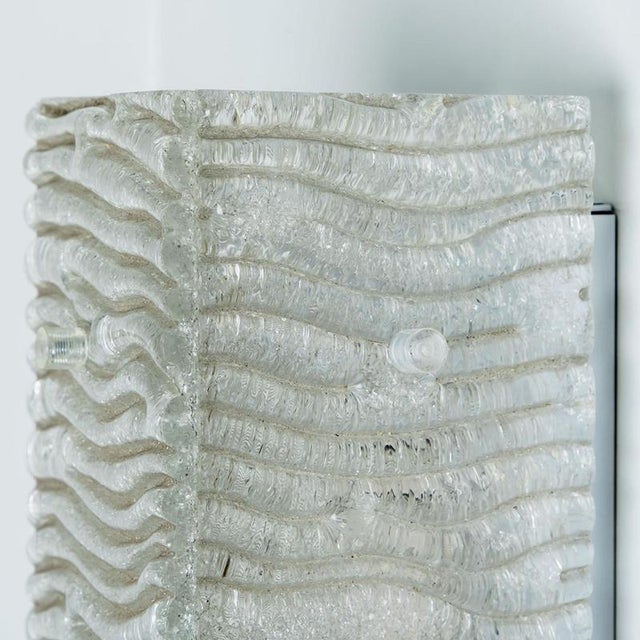 Structured Glass and White Metal Wall Light from Kaiser Leuchten, 1960s For Sale - Image 4 of 16