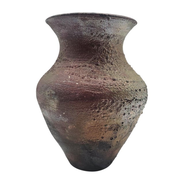 Late 20th Century Studio Pottery Iron-Saturated Stoneware Vase – Tenmoku Glaze 8" For Sale - Image 5 of 13