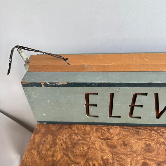 Early 20th Century Art Deco Wooden Illuminated Elevator Sign For Sale - Image 5 of 12