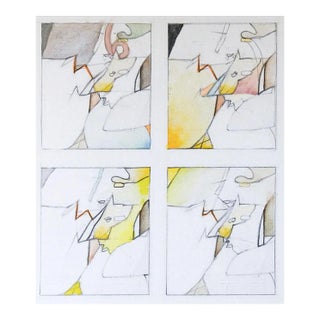 Late 20th Century Yellow & White Abstract Studies Painting For Sale