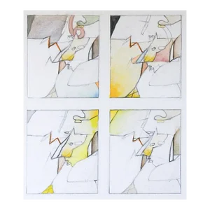 Late 20th Century Yellow & White Abstract Studies Painting