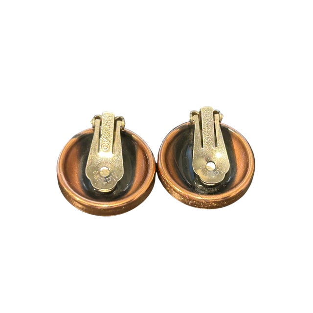 Vintage 1950s Matisse Renoir Copper Enamel Earrings, A Pair For Sale - Image 6 of 8