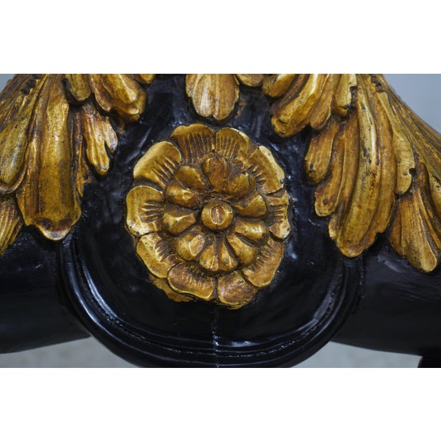 Italian Regency Round Black & Gold Inlaid Center Table For Sale - Image 12 of 14