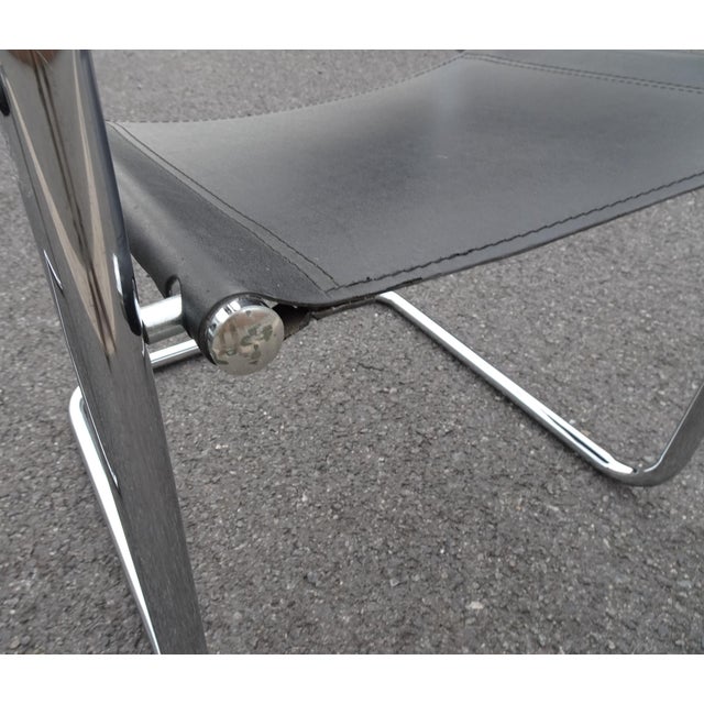 Vintage Italian B34 Leather Chrome Slide Chairs by Mart Stam, 1990s, Set of 2 For Sale - Image 10 of 18