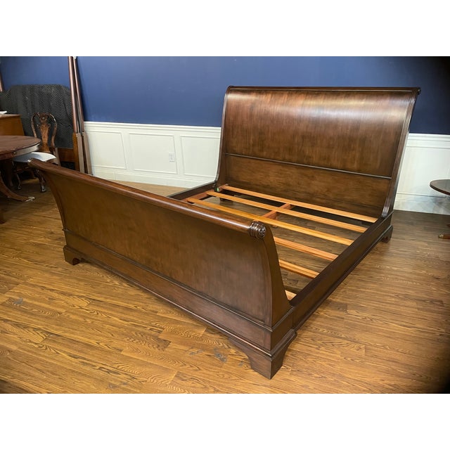 Traditional King Size Mahogany Sleigh Bed by Leighton Hall - Showroom Sample For Sale In Atlanta - Image 6 of 11