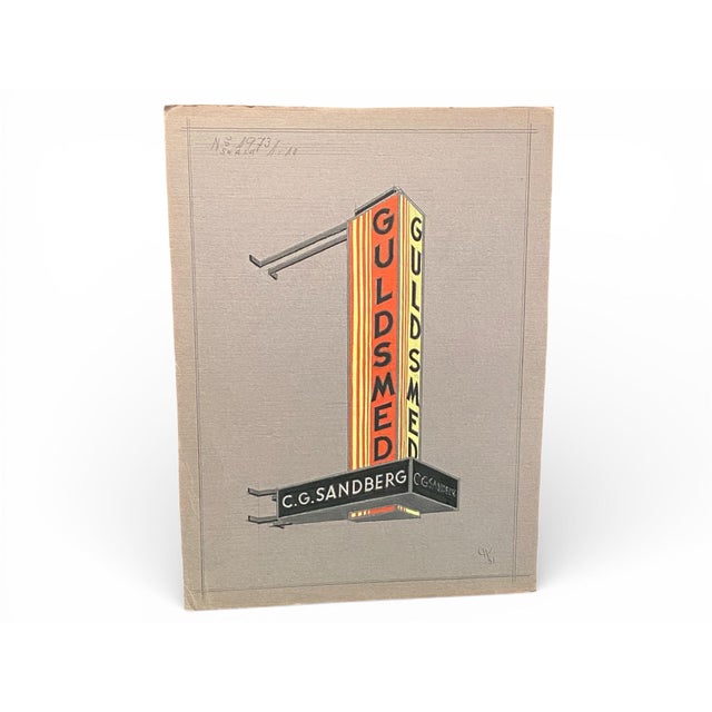 1930s Swedish Art Deco Advertising Sign Gouaches, 1930s, Set of 6 For Sale - Image 5 of 17