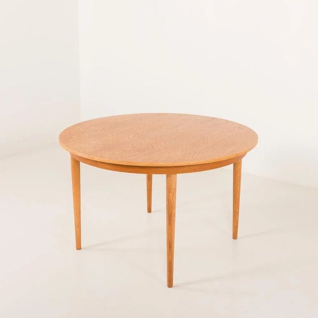 Mid-Century Danish Round Oak Table, 1960s For Sale - Image 12 of 12