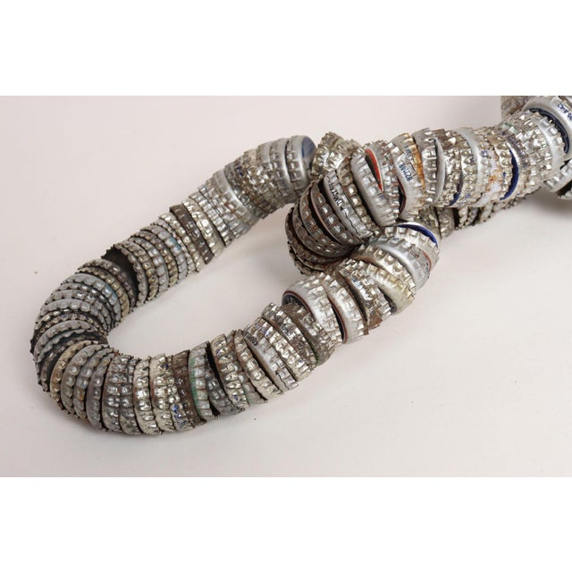 Silver Vintage Folk / Tramp Art Bottle Cap Chain Link Sculpture For Sale - Image 8 of 18