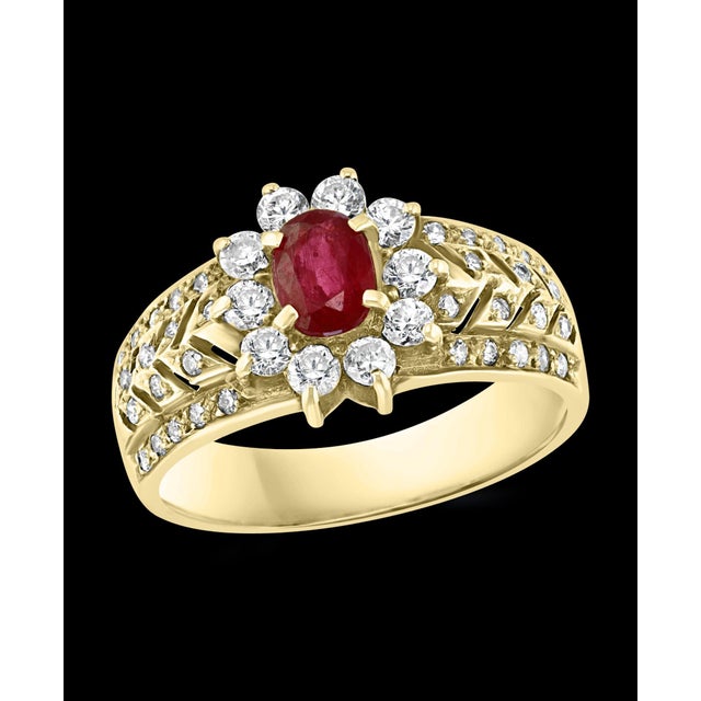 0.50 Carat Natural Ruby and Diamond 14 Karat Yellow Gold Ring For Sale - Image 10 of 18