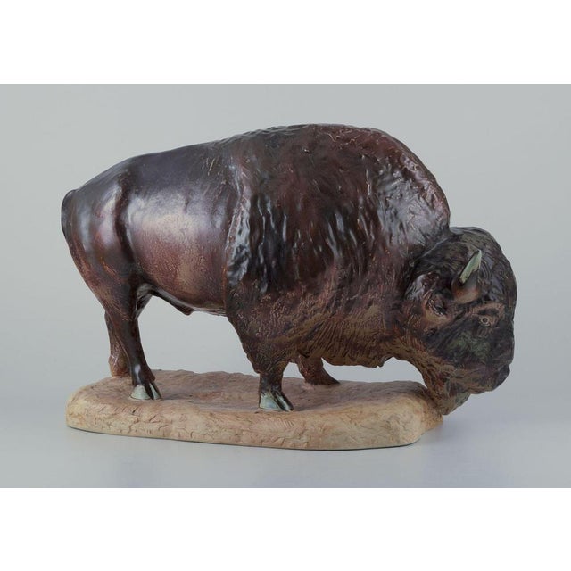 Large Figurine of a Bison by Kuno Norvark for Bing and Grondahl, 1970s For Sale - Image 3 of 10