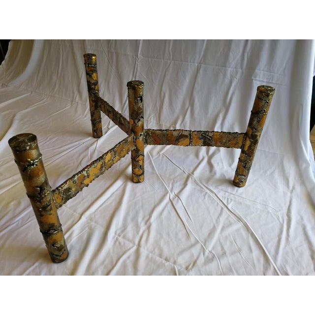 Brass Paul Evans Style Brutalist Coffee Table For Sale - Image 8 of 11