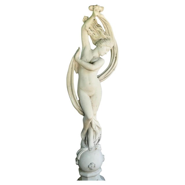 A dancing maiden marble sculpture by papini a signed marble “di latte” (crushed composite marble) sculpture. The sculpture...