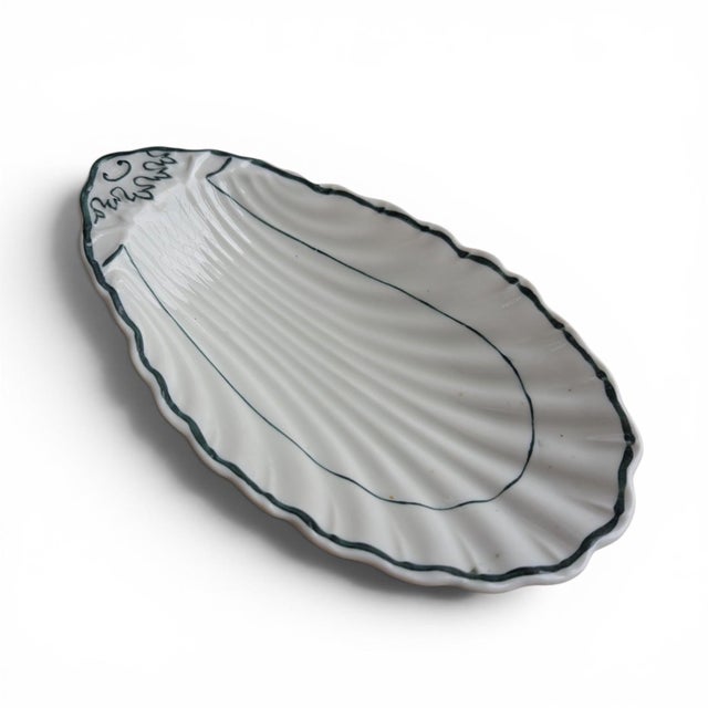 American Vintage Hand Painted Seashell Shaped Porcelain Dish For Sale - Image 3 of 11
