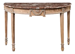 French Neoclassical Marble Top Demi-Lune