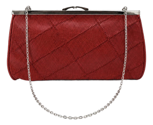 Late 20th Century Glam Red Faux Reptile Frame Handbag