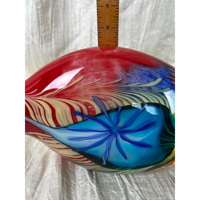 Late 20th Century Monumental Murano Style Sommerso Art Glass Vase W/ Floral Core For Sale - Image 5 of 12