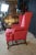 Vintage Queen Anne Style Mahogany Wingback Club Library Accent Arm Chair Red For Sale - Image 9 of 18