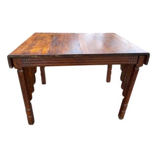 Antique Oak Jacobean Revival Dining Table | Carved English Farmhouse Table For Sale