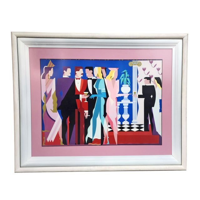 1984s limited edition framed serigraphy 'Night People I' by Italian artist Giancarlo Impiglia, United States By: Giancarlo...