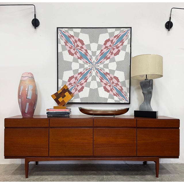 Oversized Gabe Silverman 1980s Abstract Op Art Painting, Newly Framed Offered for sale is an oversized original Op Art...