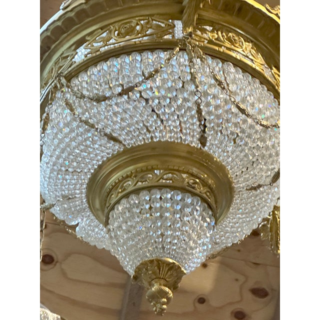Vintage French Louis XVI Gold Bronze Crystal Chandelier For Sale - Image 15 of 16