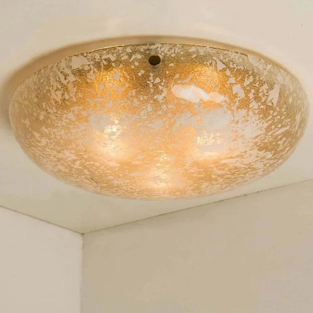 Vintage Round Snowflake Glass Flush Mount, Germany, 1970 For Sale - Image 9 of 12