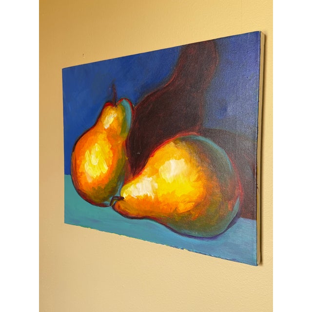 Contemporary Late 20th Century Expressionism Still Life "Pears" Original Oil Painting on Canvas For Sale - Image 3 of 12