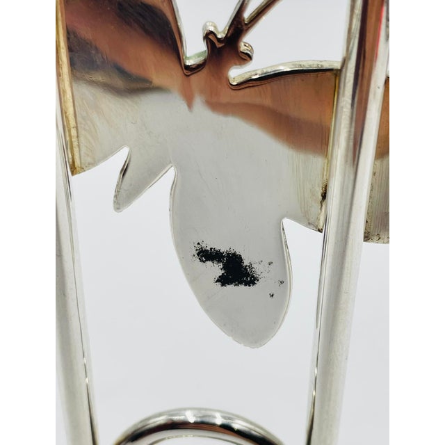 1980s Emilia Castillo Silver-Plated Butterfly Candle Holder With Stone Inlay, Mexican For Sale - Image 12 of 18
