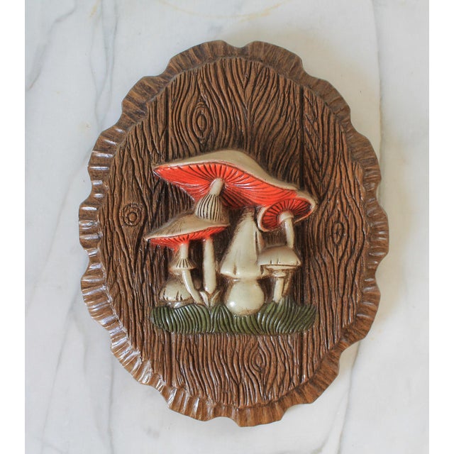 Pair of Mid-Century Oval Mushroom Wall Hangings For Sale - Image 4 of 11
