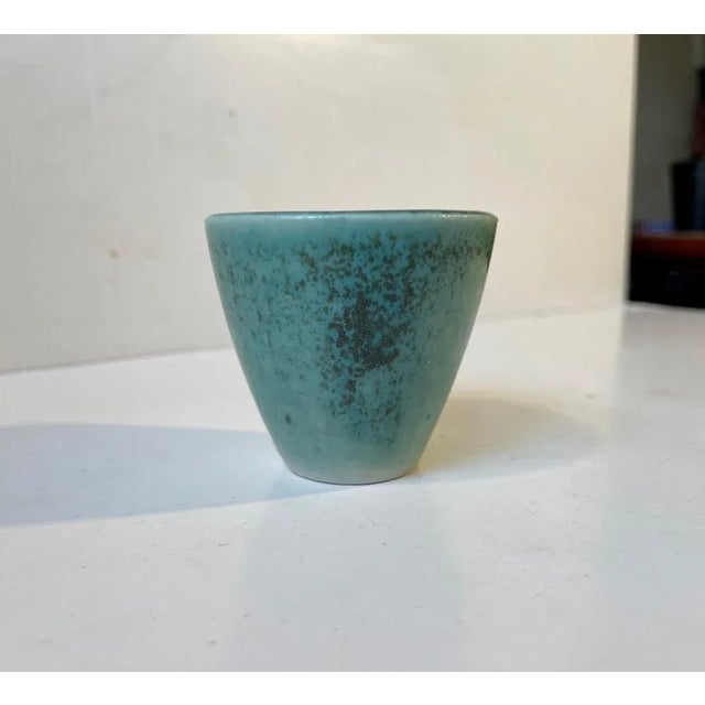Ceramic Stoneware Vase in Green Glaze, Saxbo, 1950s For Sale - Image 7 of 10