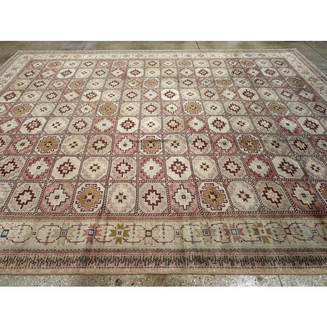 Mid-20th Century Turkish Oushak Tribal Turkoman Inspired Room Size Carpet For Sale - Image 4 of 8