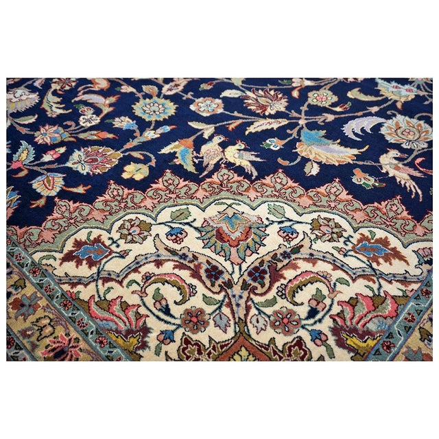 Antique Persian Tabriz Wool 10x13 Navy & Rust Handmade Area Rug #1143896 For Sale In Houston - Image 6 of 8