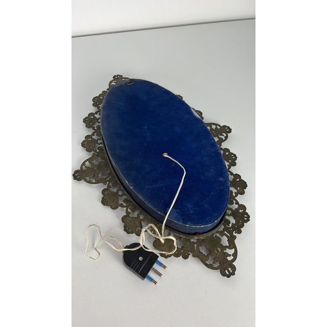 Mid-Century Modern Antique Madonna with Illuminated Starry Sky and Bronze Frame, 1950s For Sale - Image 3 of 13