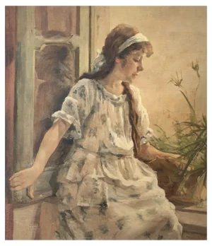 Fritz Glarner, Young Girl by the Window, Oil on Canvas