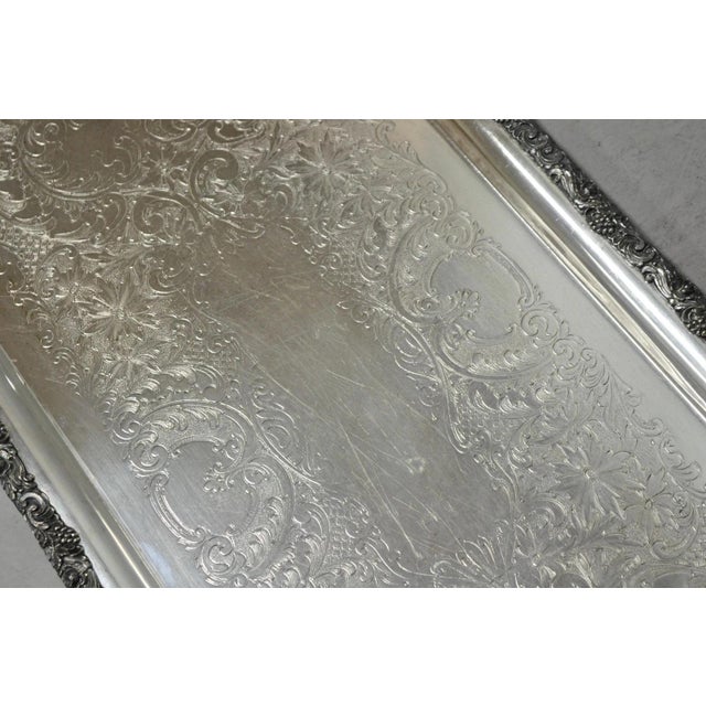 Vintage English Victorian Silver Plated Copper Narrow Serving Platter Bar Tray For Sale - Image 15 of 18