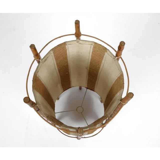 Mid-Century Italian Cotton, Bamboo & Rattan Floor Lamp by Louis Sognot, 1950s For Sale - Image 6 of 18