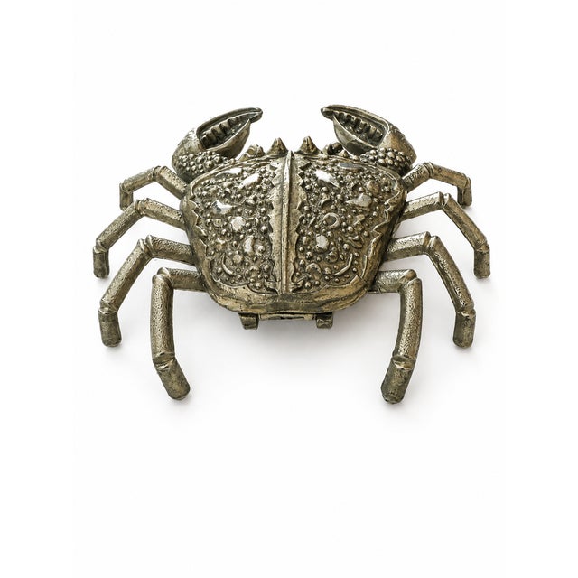 Hollywood Regency Hollywood Regency Silver Plated Brass Crustacean Crab Ashtray, 1980s For Sale - Image 3 of 6
