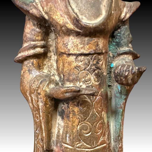 Chinese Gilt Bronze Figure, Possibly Daoist, 19th Century or Earlier, 16" Tall For Sale In San Diego - Image 6 of 11