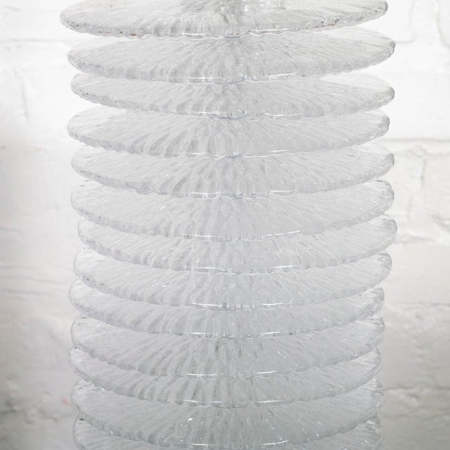 Metal Pair of stacked Murano glass disk lamps For Sale - Image 7 of 8