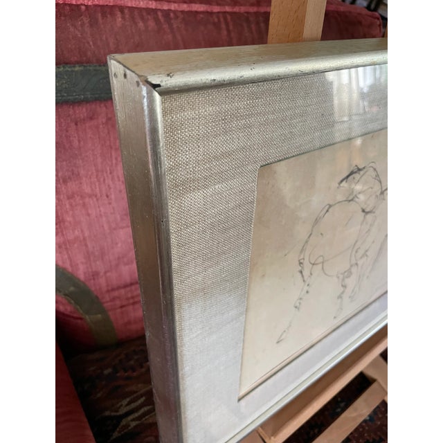 Paper 1961 Surrealist Style Abstract Graphite Drawing of a Horse by Walter Quirt, Framed For Sale - Image 7 of 9